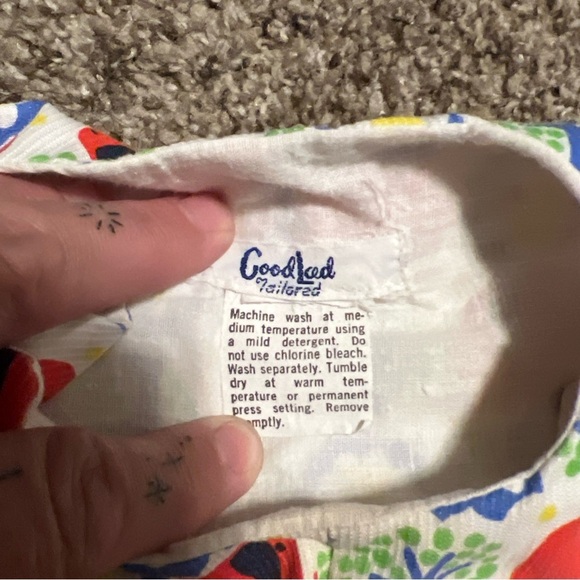 Vtg 60s Goodlord Tailored short overalls Elephant Red white blue 12M - Picture 3 of 7